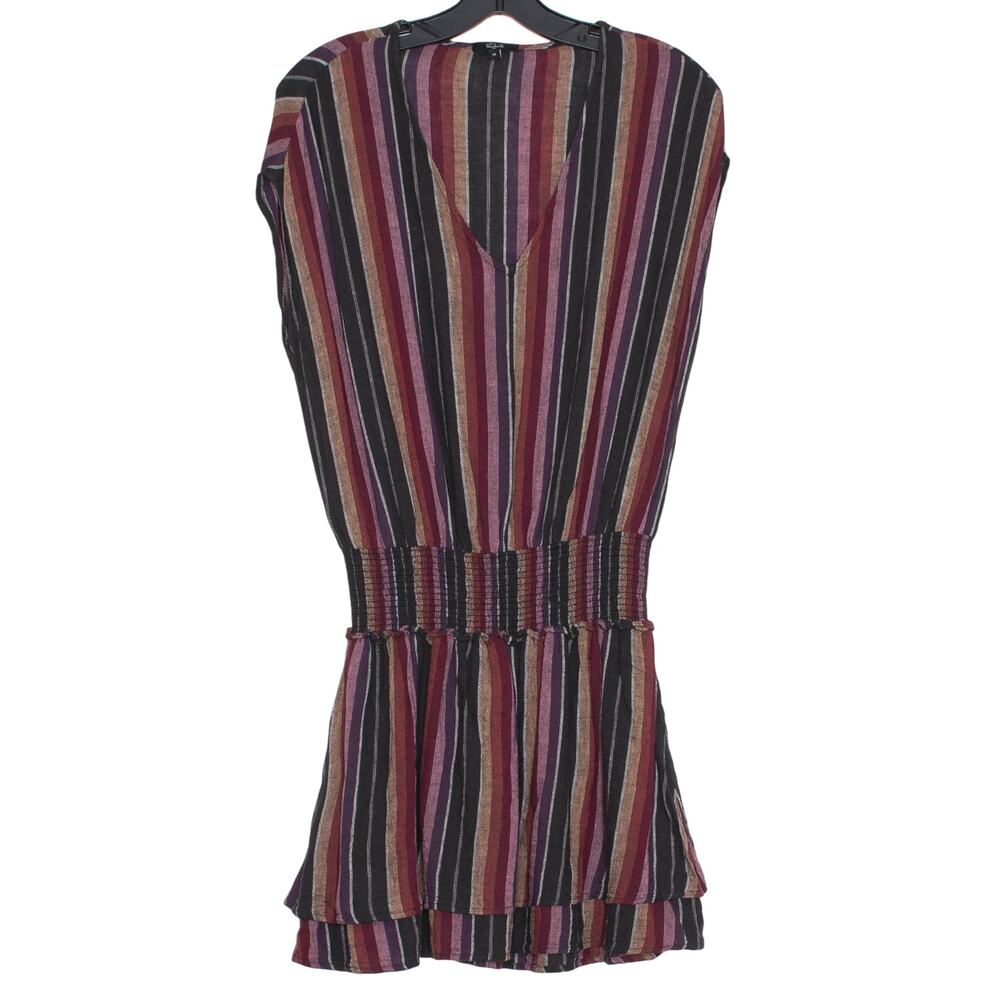 Rails Lucca Dress Mini Stripe Boho Festival Coastal Beach Resort Linen Blend M